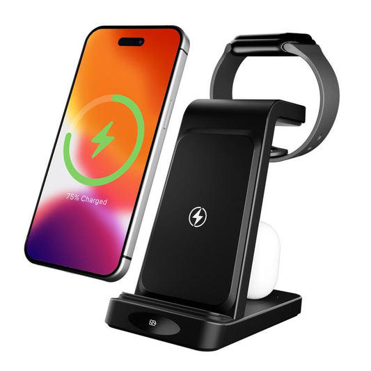 3-In-1 Wireless Charger: Fast, Portable, Safe Charging for Iphone, Apple Watch & Airpods