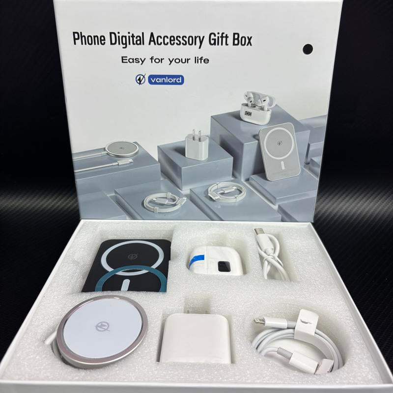 6-In-1 Charging Kit:Fast Charge,Magnetic Power Bank,Wireless Charger,Type-C to Fast Charging Cable,Adapter&Audio Support,Compact&Portable