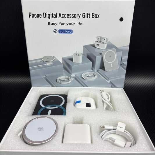 6-In-1 Charging Kit:Fast Charge,Magnetic Power Bank,Wireless Charger,Type-C to Fast Charging Cable,Adapter&Audio Support,Compact&Portable