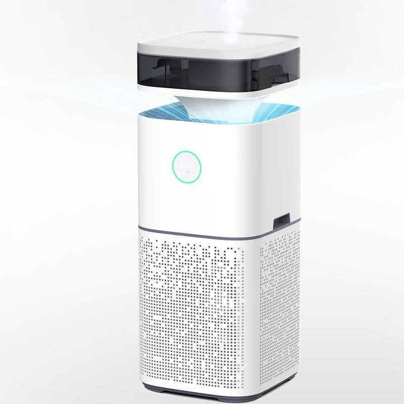 COWSAR 2 in 1 Air Purifier with Humidifier for Home Large Room or Office, with Automatic Mode, Air Quality Display, Ultrasonic Wave Atomizes Water, Cover up to 800 Ft² with 300 CFM, 360°Air Outlet, White