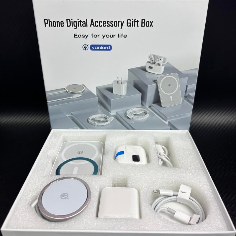 6-In-1 Charging Kit:Fast Charge,Magnetic Power Bank,Wireless Charger,Type-C to Fast Charging Cable,Adapter&Audio Support,Compact&Portable